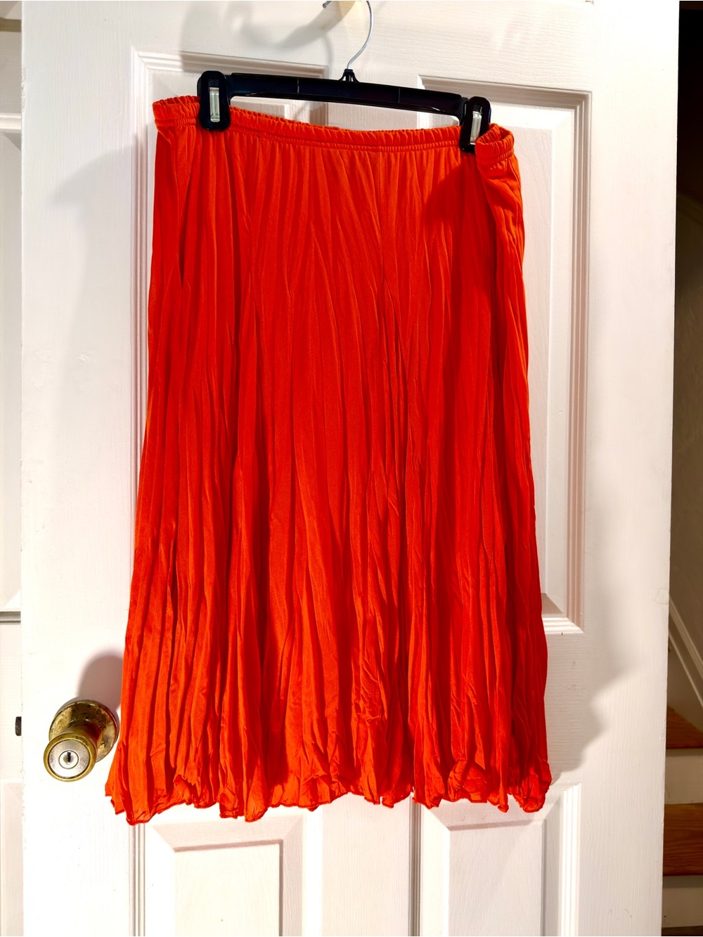new directions Orange Pleated Midi Skirt